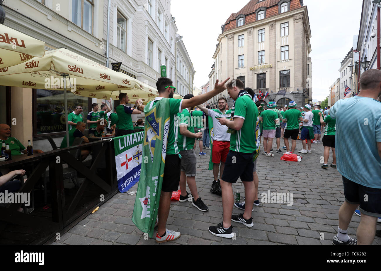 Irlanda del Nord tifosi durante UEFA EURO 2020 qualifica, gruppo C corrispondono a A. Le Coq Arena, Tallinn. Foto Stock