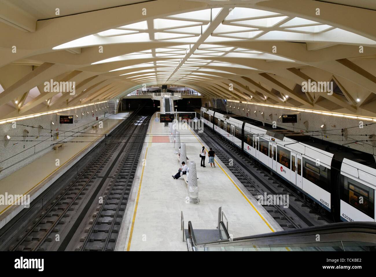 La stazione della metropolitana di Puente de la Exposicion, Valencia, Spagna Foto Stock