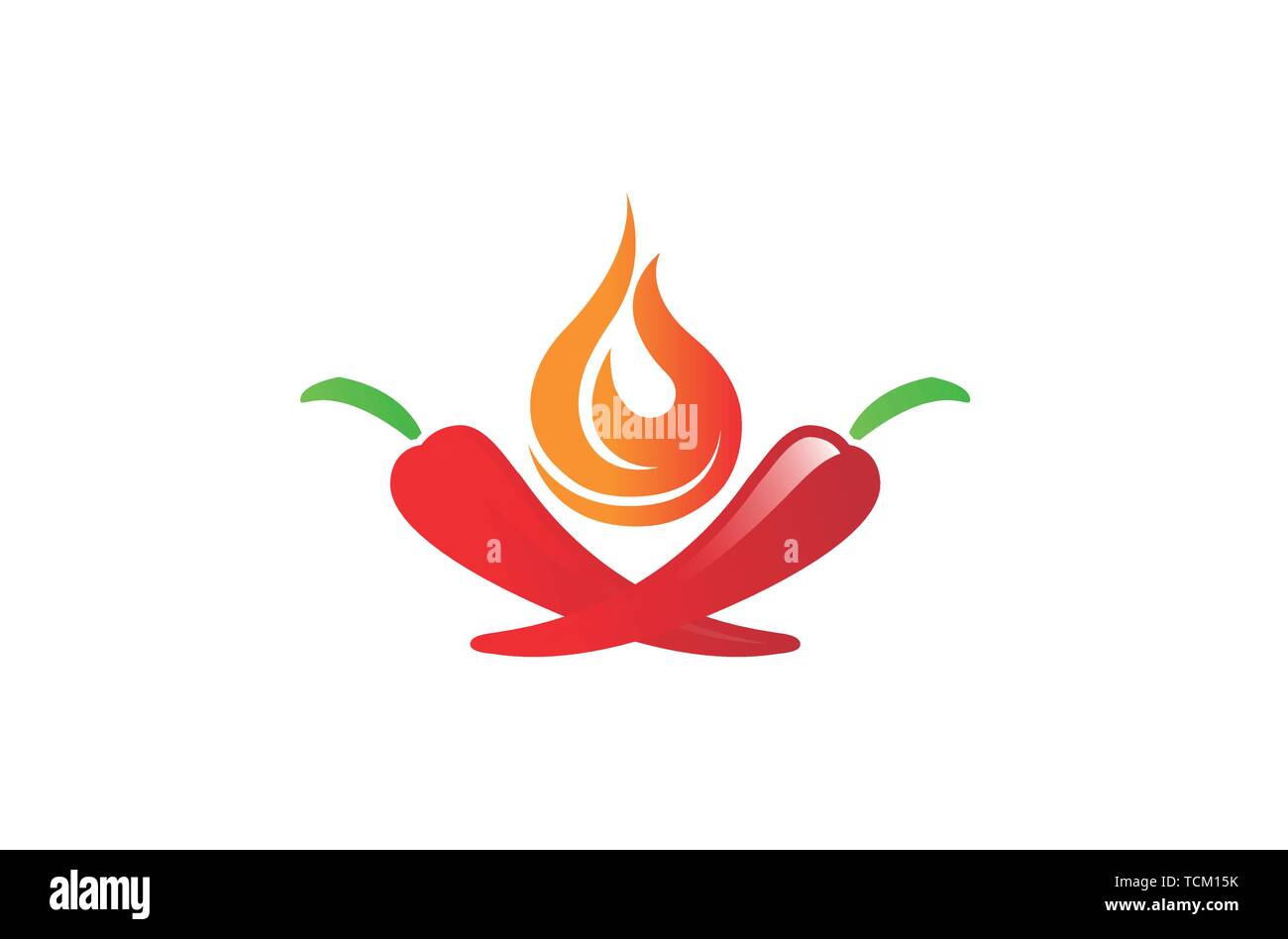 Fiamme di fuoco Peperoncino Logo Design Illustrazione Illustrazione Vettoriale