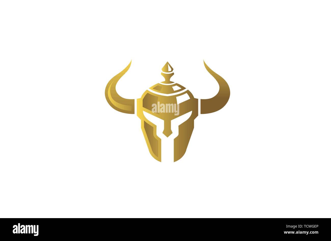 Warrior Casco d'oro simbolo del Logo Design vettore illustrazione Illustrazione Vettoriale