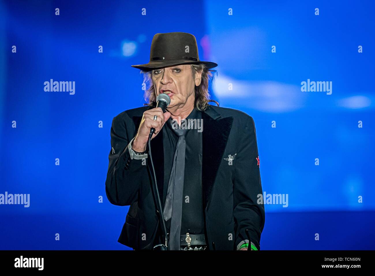 07.06.2019, Udo Lindenberg, il culto tedesco cantante, musicista, compositore, panico rocker, scrittore e pittore sul suo LIVE 2019 tour in con lo Mercedes-Benz-Arena di Berlino. | Utilizzo di tutto il mondo Foto Stock