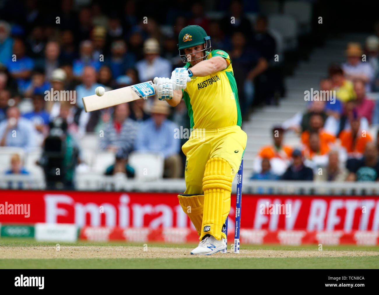 Londra, Regno Unito. 09 Giugno, 2019. Londra, Inghilterra. 09 giugno: Aaron Finch di Australia durante la ICC Cricket World Cup fra India e Australia al ovale Stadium il 09 giugno 2019 a Londra, Inghilterra. Credit: Azione Foto Sport/Alamy Live News Foto Stock