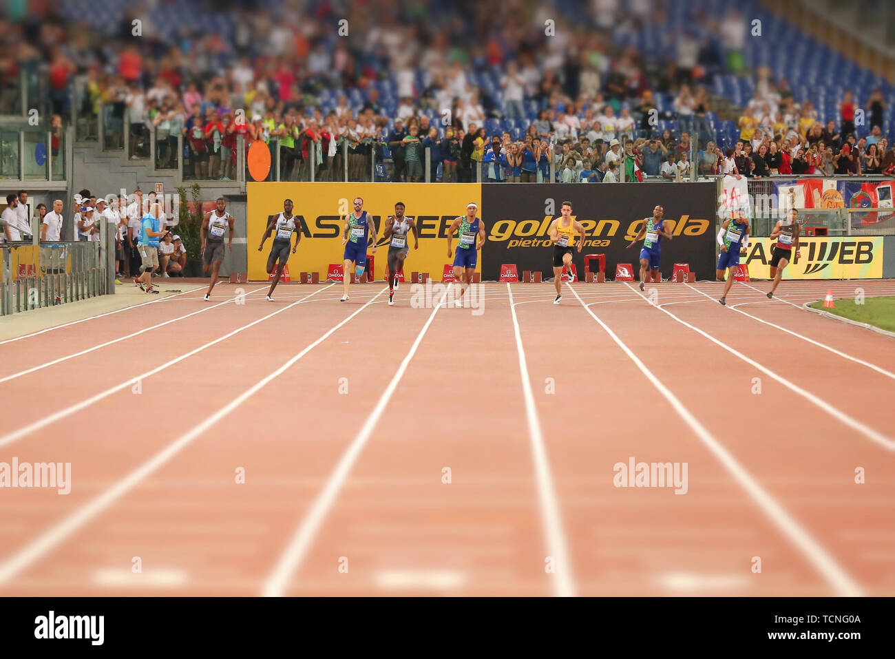 Roma, Italia - Jun 06: Gli Uomini 200m ostacoli evento durante la IAAF Diamond League 2019 Golden Gala Pietro Mennea a Roma Foto Stock