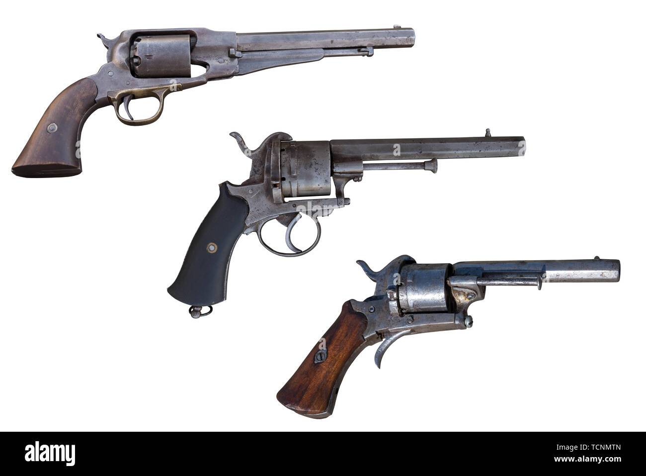 Tre Vecchi revolver. Antica arma. Foto Stock