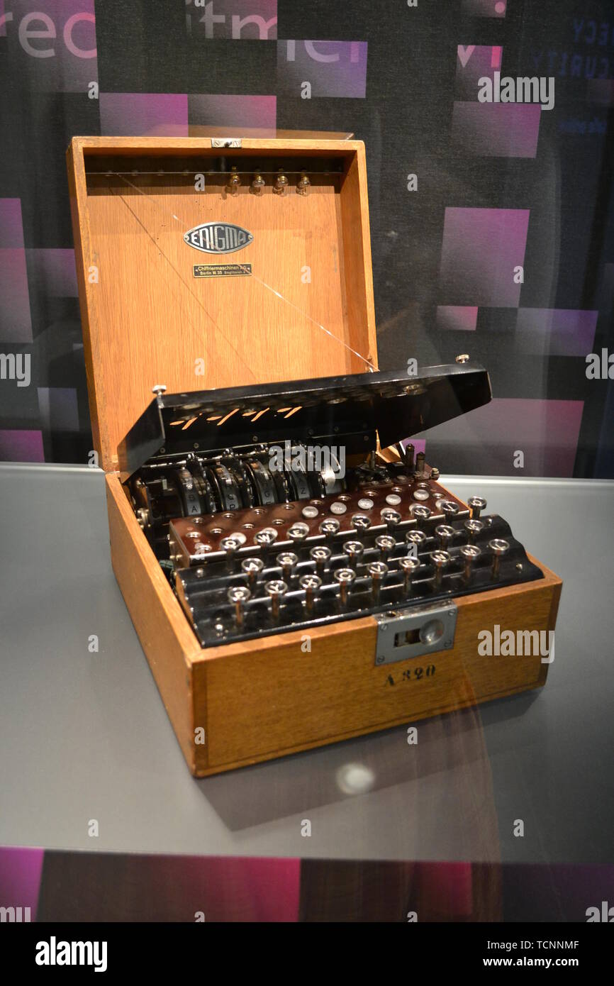 Inizio macchina Enigma risalente al 1926 a Bletchley Park, Milton Keynes, Buckinghamshire, UK Foto Stock