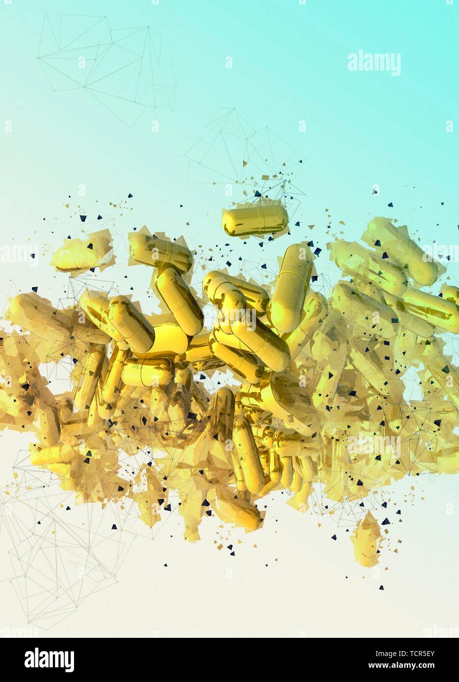 Le capsule di colore giallo, illustrazione Foto Stock