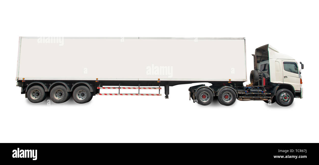 Grande camion rimorchio isolato su sfondo bianco con percorso di clipping  Foto stock - Alamy