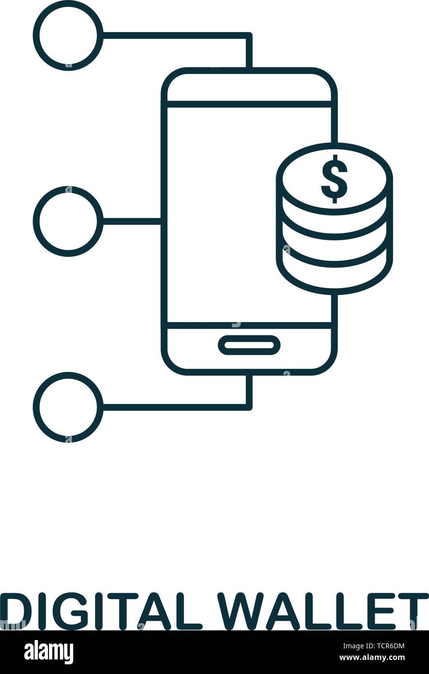 Icona del profilo del portafoglio digitale. Icone di stile sottile della collezione di icone di finanza personale. Web design, applicazioni, software e stampa digitale semplice Illustrazione Vettoriale