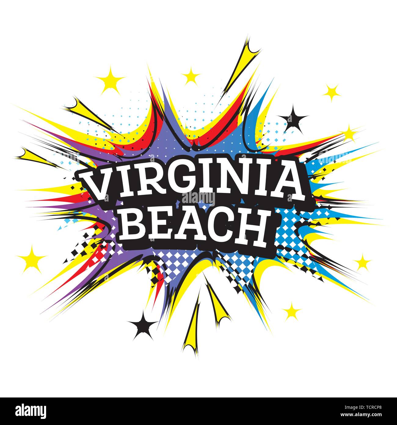 Virginia Beach testo fumetto in Pop Art Style. Illustrazione Vettoriale. Illustrazione Vettoriale