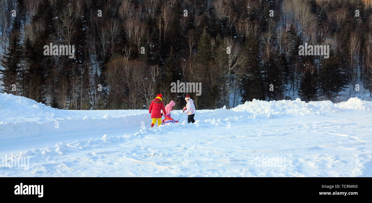 Della Cina di campagna di neve è bella come la pittura di paesaggio. Foto Stock