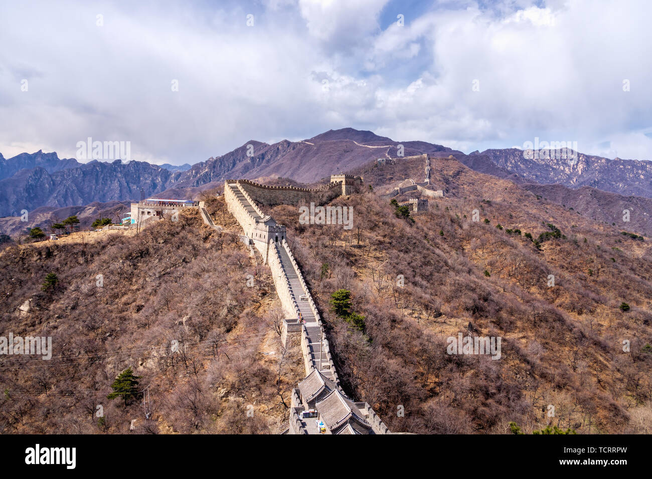 La Grande Muraglia della Cina, della sezione Mutianyu vicino a Pechino, Vista panoramica, autunno Foto Stock