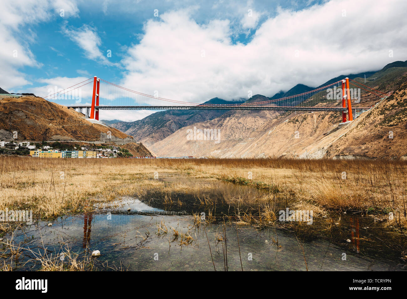 Fiume Dadu e Ponte Xingkang Foto Stock