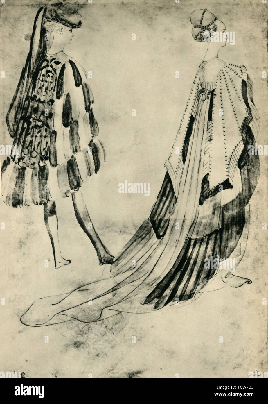 Gentleman e Lady in Costume di corte, c1420-1455, (1943). Creatore: Pisanello. Foto Stock