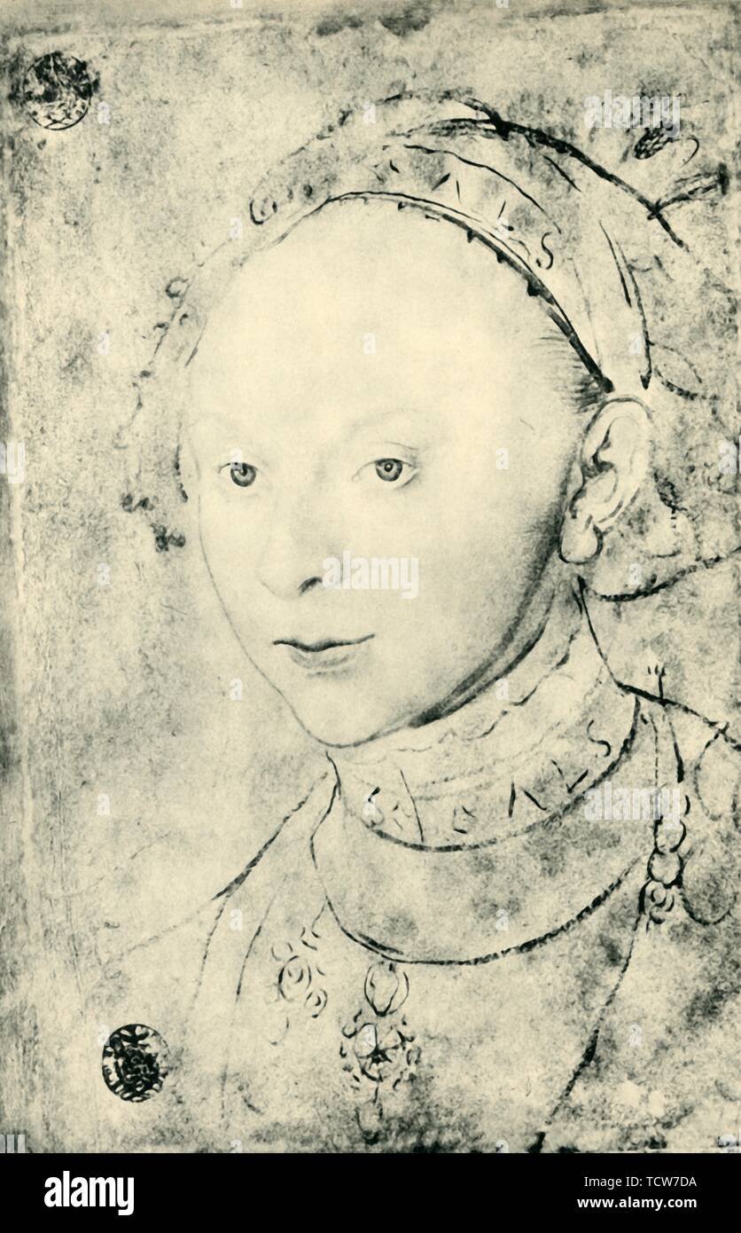 Caterina di Brunswick-Grubehagen, 1540, (1943). Creatore: Lucas Cranach il giovane. Foto Stock