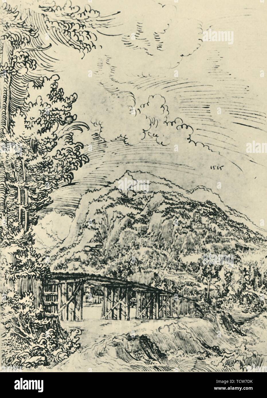 Paesaggio, 1515, (1943). Creatore: Wolf Huber. Foto Stock