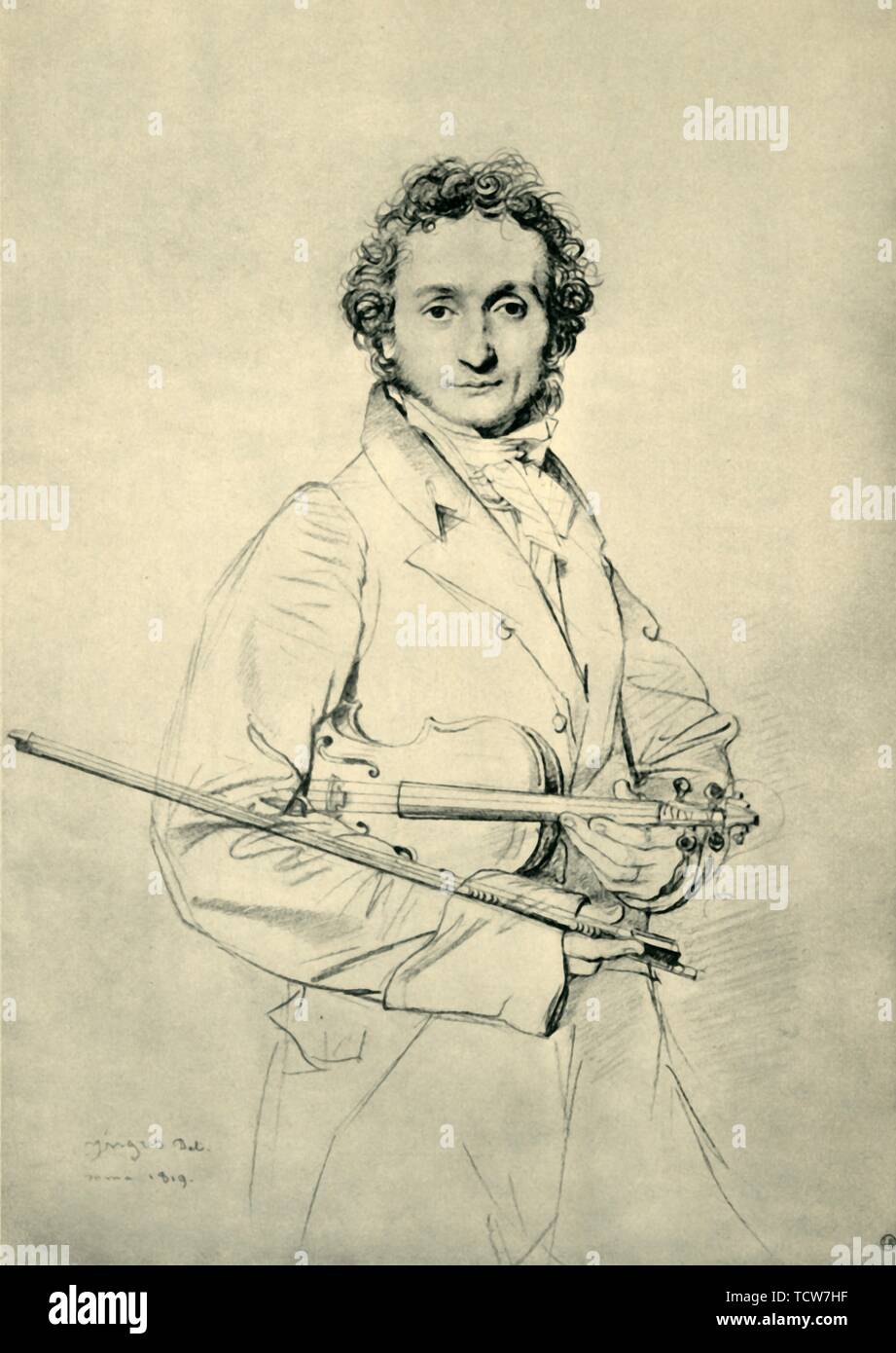 Paganini, Roma, 1819, (1943). Creatore: Jean-Auguste-Dominique Ingres. Foto Stock