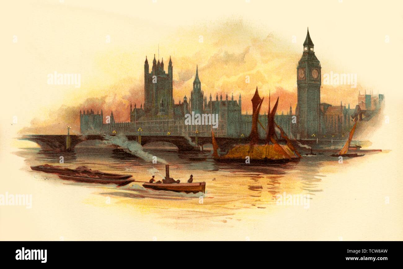 Le Case del Parlamento, Westminster, London, c1890. Creatore: sconosciuto. Foto Stock