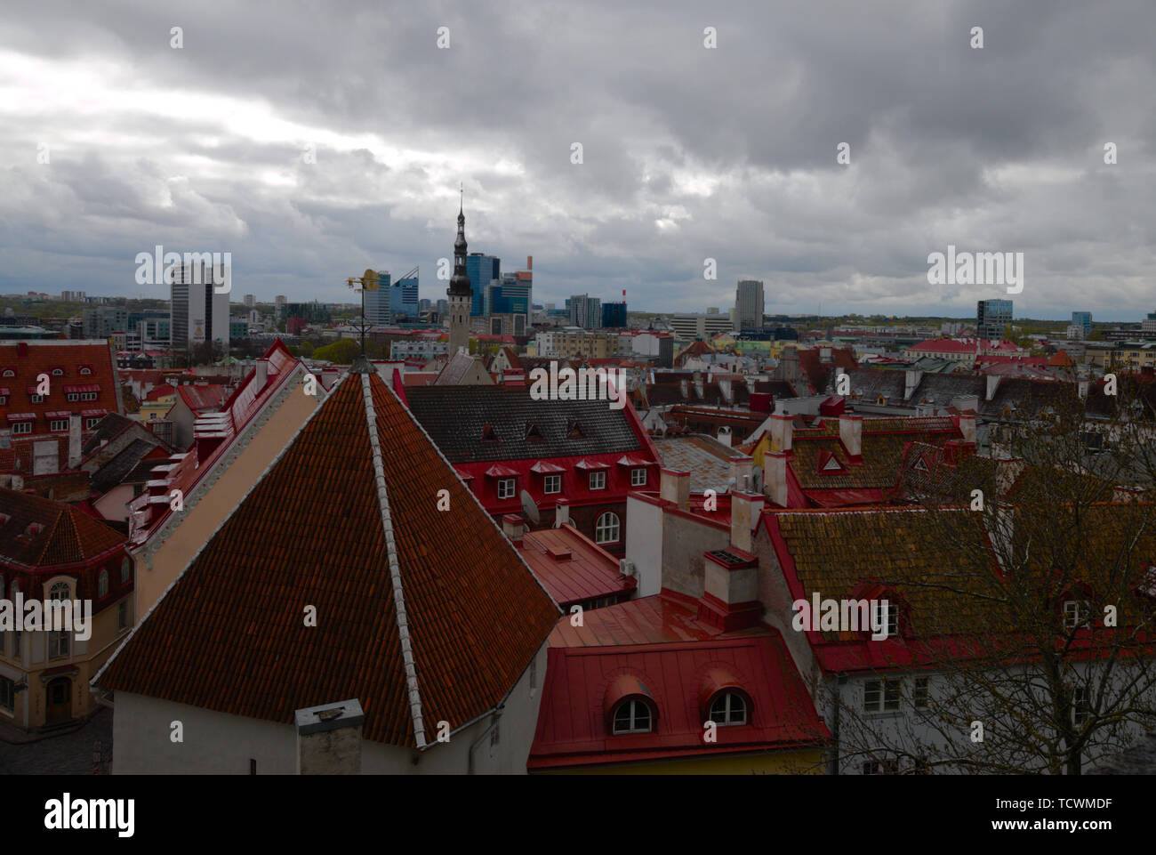 Guardando fuori Tallinn dalla città vecchia superiore, Tallinn, Estonia Foto Stock