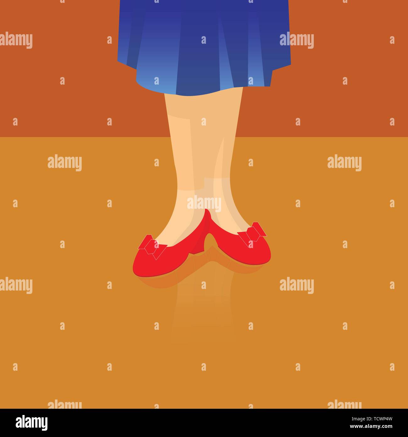 Le gambe di una donna con il rosso le scarpe eleganti Illustrazione Vettoriale