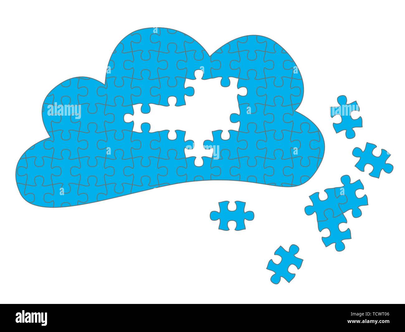 Cloud Computing - jigsaw pezzi mobili sono pezzi separati Illustrazione Vettoriale