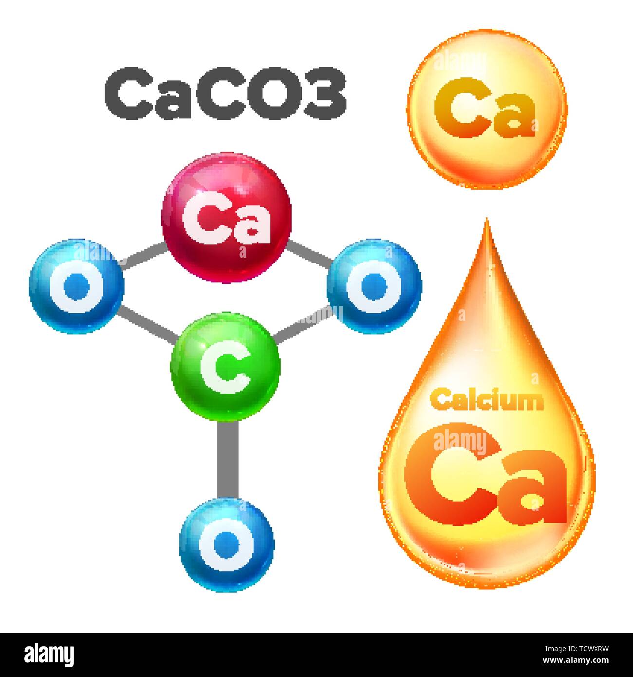 La struttura molecolare di carbonato di calcio Caco3 vettore Immagine e  Vettoriale - Alamy