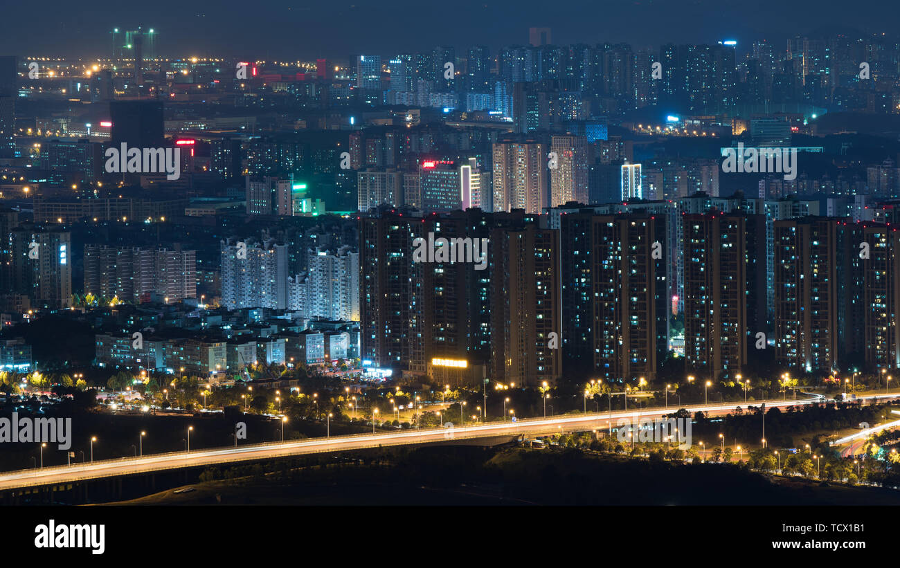 Dieci mille luci: vista notturna di Changsha city Foto Stock