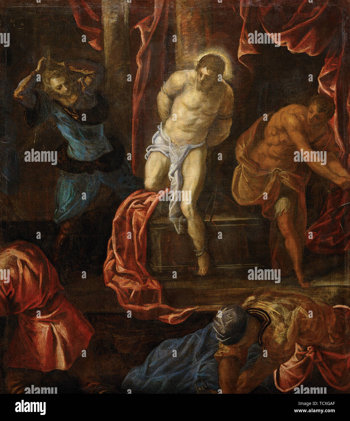 La Flagellazione di Cristo, ca 1585-90 . Creatore: Tintoretto, Jacopo (1518-1594). Foto Stock