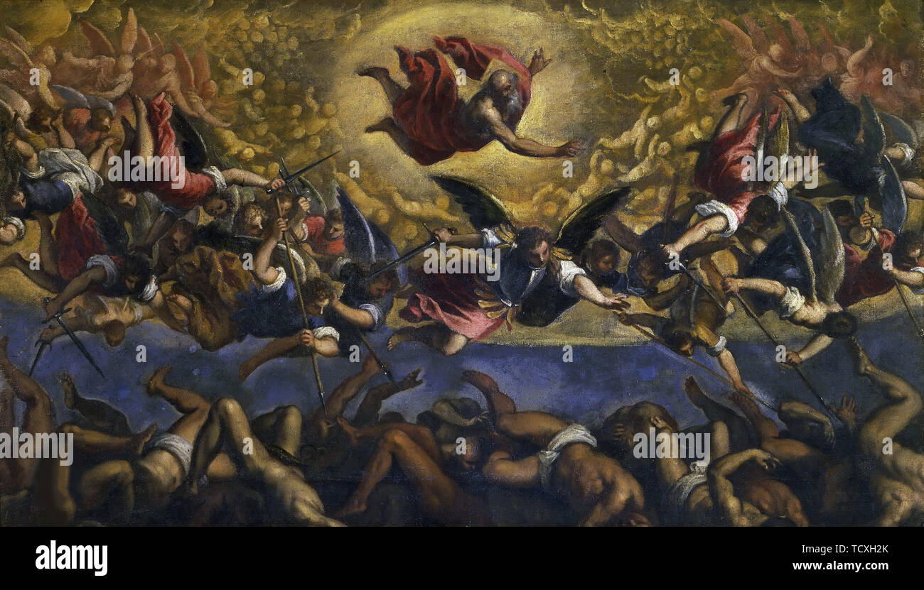 La caduta degli angeli ribelli, c. 1615-1620. Creatore: Palma il Giovane, Jacopo, il Giovane (1544-1628). Foto Stock