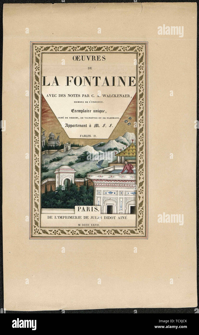 Fables de La Fontaine, 1837-1839. Creatore: Imam Bakhsh Lahori (attivo 1.830 s-1840s). Foto Stock