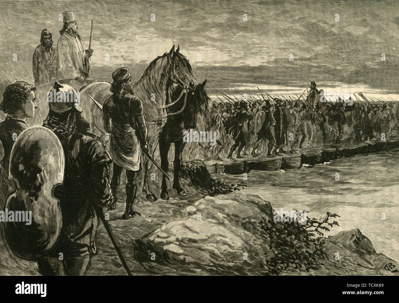 "Xerxes attraversando la Hellespont', 1890. Creatore: sconosciuto. Foto Stock