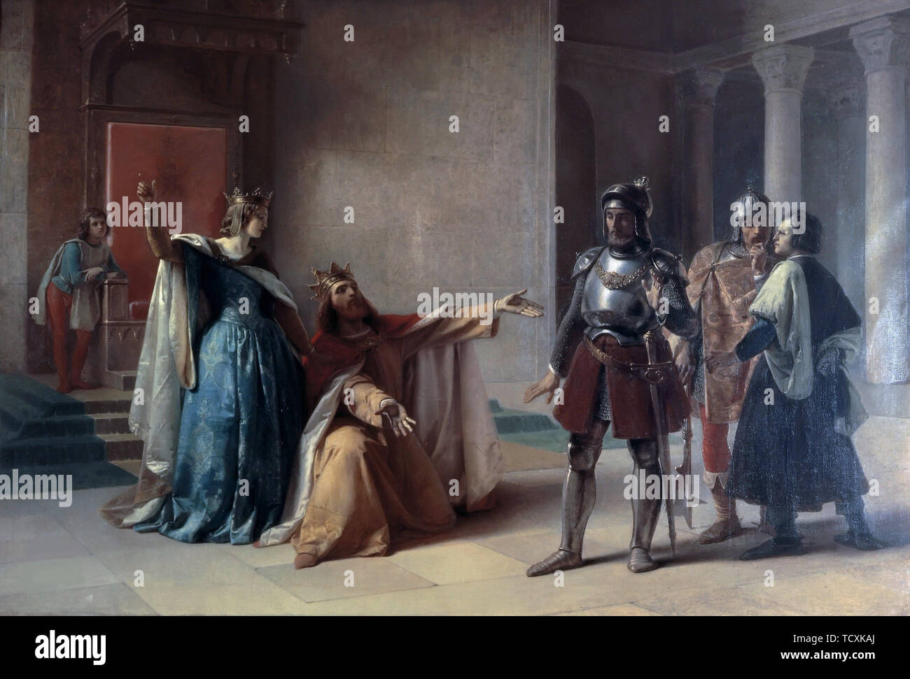 L'imperatore Federico Barbarossa e il Duca Enrico il Leone a Chiavenna, prima del 1860. Creatore: Carcano, Filippo (1840-1914). Foto Stock