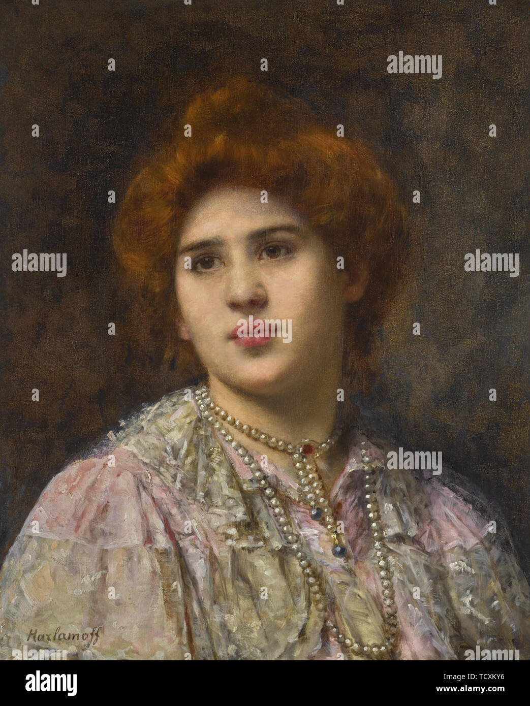 Ritratto del cantante lirico Félia Litvinne (1860-1936). Creatore: Harlamov (Harlamoff), Alexei Alexeyevich (1840-1922). Foto Stock