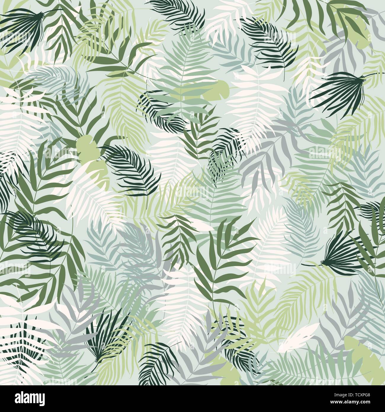 Modello senza giunture di Palm, , nella giungla tropicale, lascia lo sfondo. Vector floreale, botaniche e fogliame illustrazione. Modello per la stampa. Illustrazione Vettoriale
