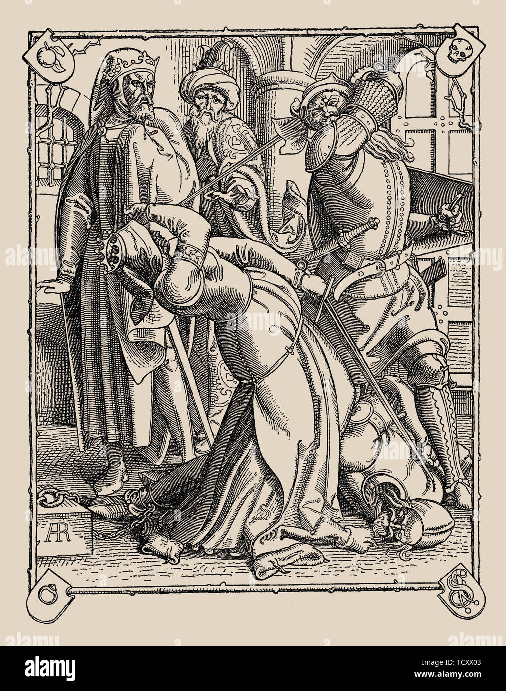 Die Nibelungen. Come Gunther e Hagen e Kriemhild sono stati uccisi, 1840-1841. Creatore: Rethel, Alfred (1816-1859). Foto Stock