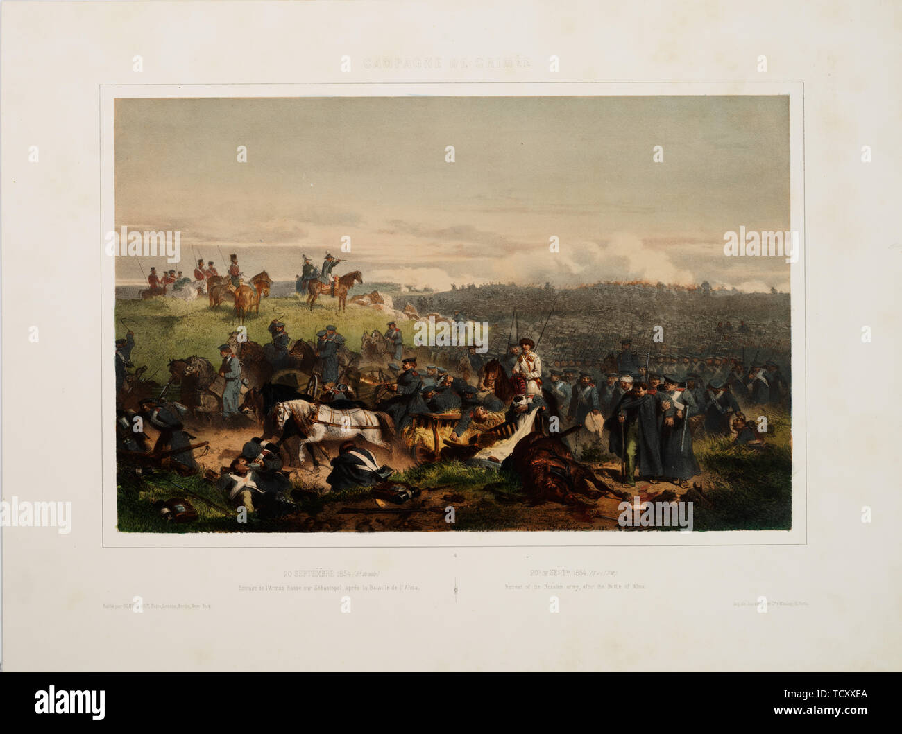 Settembre 20, 1854. Ritiro dell'esercito russo dopo la battaglia di Alma, 1855. Creatore: Guérard, Eugène Charles François (1821-1866). Foto Stock