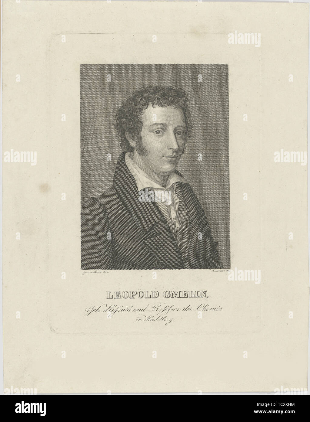 Ritratto di Leopold Gmelin (1788-1853), 1830. Creatore: Rosmäsler, Johann Friedrich (c. 1775-1858). Foto Stock