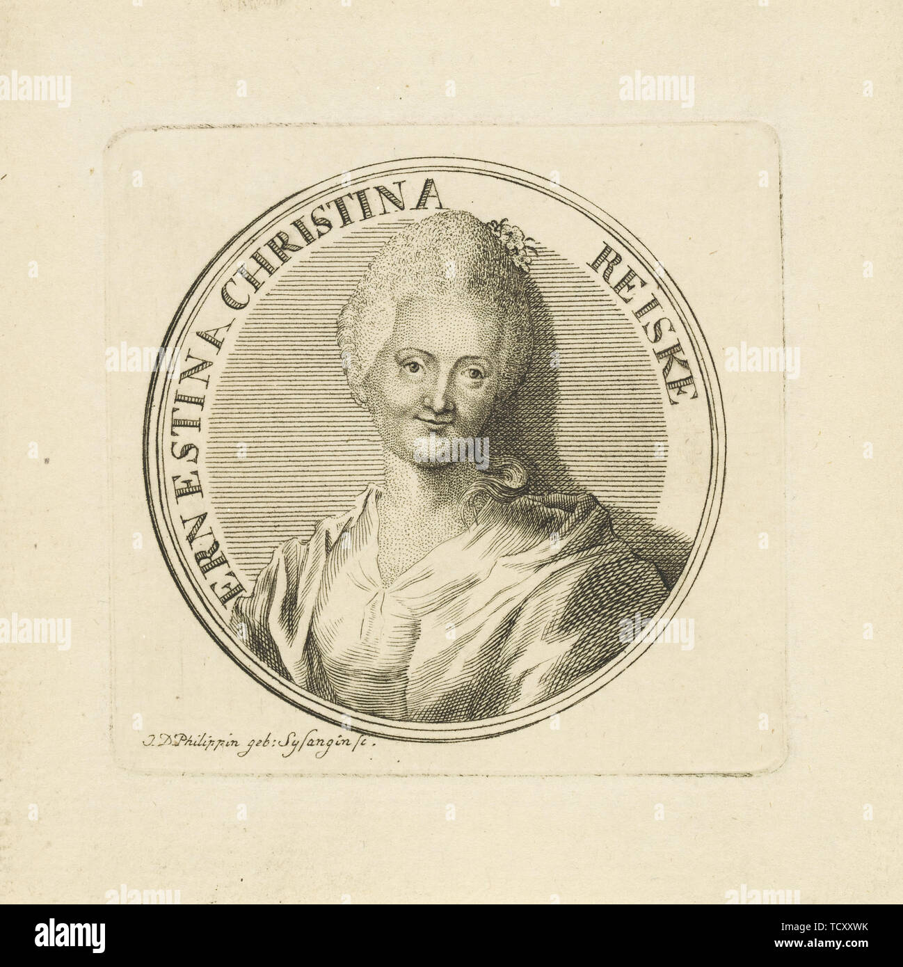 Ritratto di Ernestine Christine Reiske, née Müller (1735-1798), c. 1780. Creatore: Sysangin (Sysang), Johanna Dorothea (1729-1791). Foto Stock