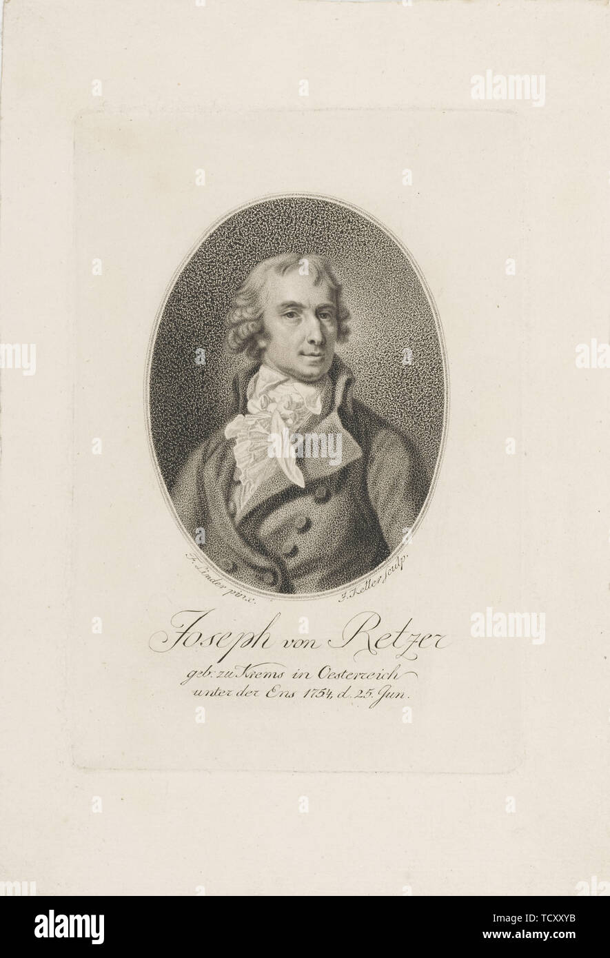 Joseph Friedrich von Retzer (1754-1824), prima di 1798. Creatore: Keller, Giuseppe (1740-1823). Foto Stock