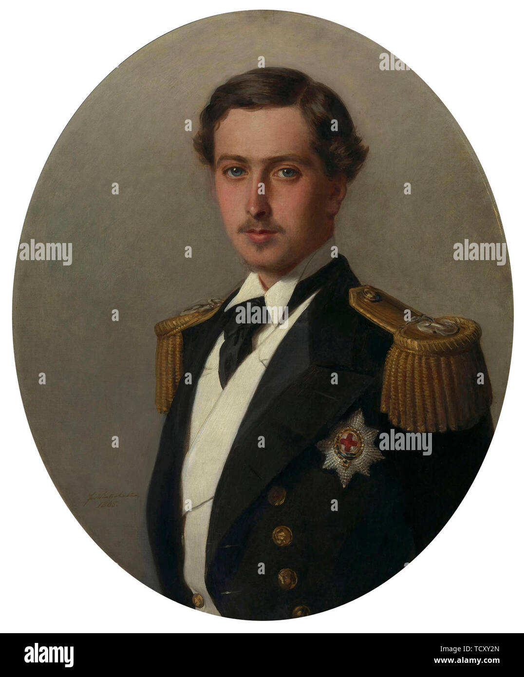 Ritratto di Prince Alfred (1844-1900), dopo il Duca di Edimburgo , 1865. Creatore: Winterhalter Franz Xavier (1805-1873). Foto Stock