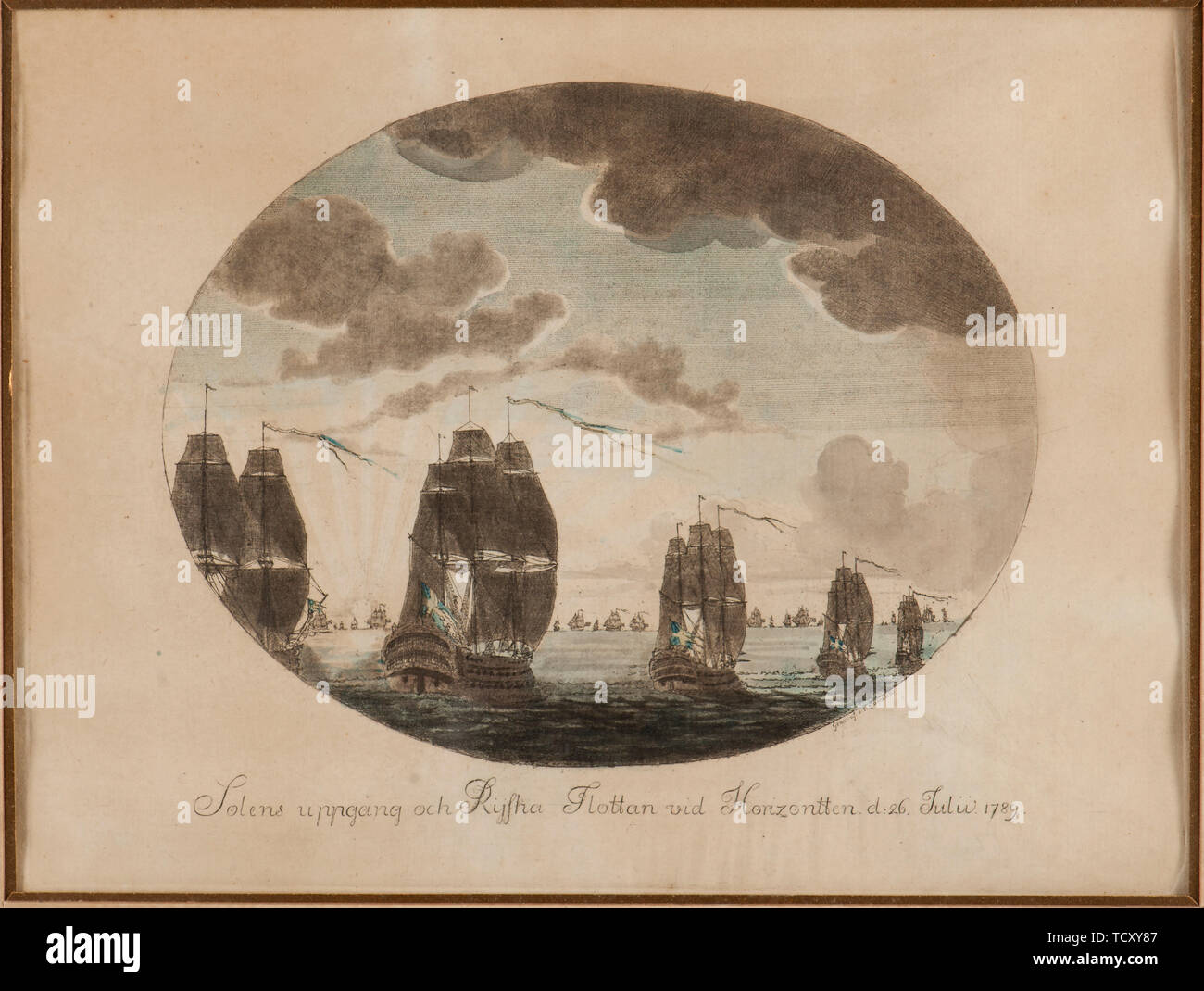 La battaglia navale di Öland il 26 luglio 1789, c. 1790. Creatore: Cumelin, Johan Petter (1764-1820). Foto Stock