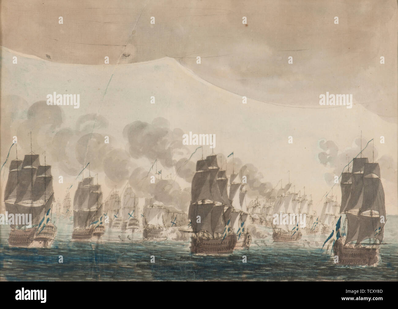 La battaglia navale di Öland il 26 luglio 1789. Creatore: Cumelin, Johan Petter (1764-1820). Foto Stock