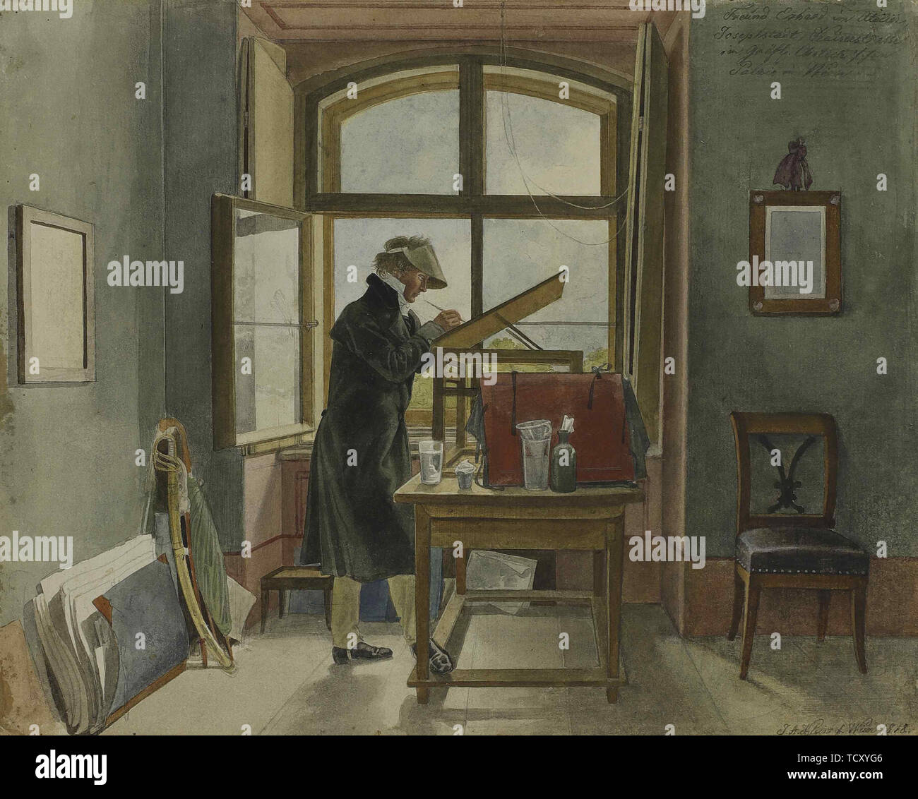 Johann Christoph Erhard nel suo studio, 1818. Creatore: Klein, Johann Adam (1792-1875). Foto Stock
