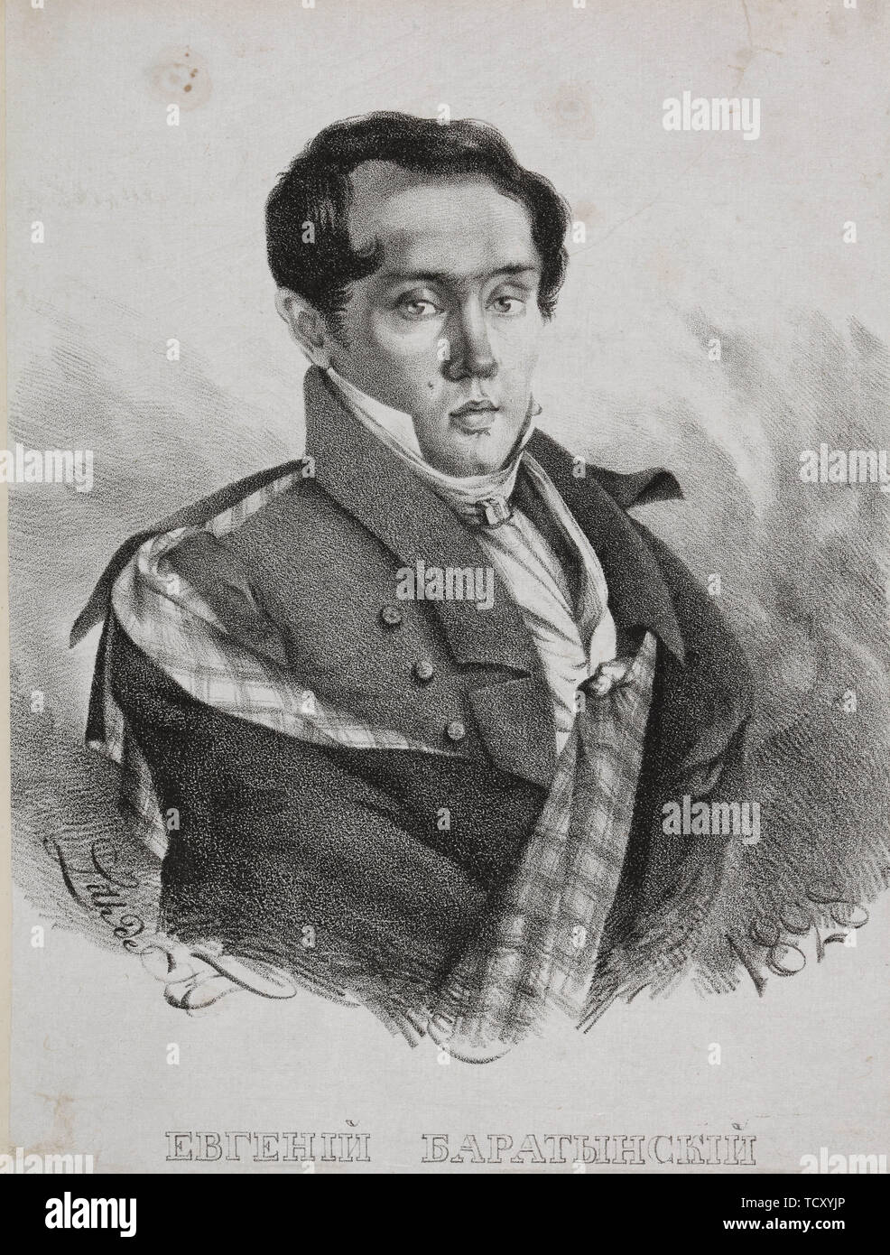 Ritratto del poeta Yevgeny Abramovich Baratynsky (1800-1844), 1828. Creatore: Hampeln, Carl von (1794-dopo il 1880). Foto Stock