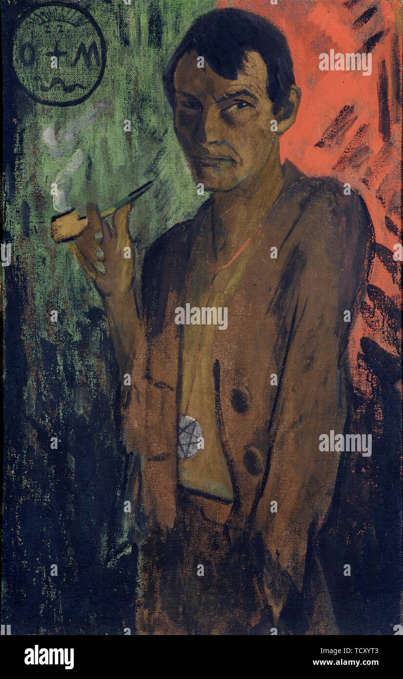Autoritratto con pentacolo, c. 1924. Creatore: Mueller, Otto (1874-1930). Foto Stock