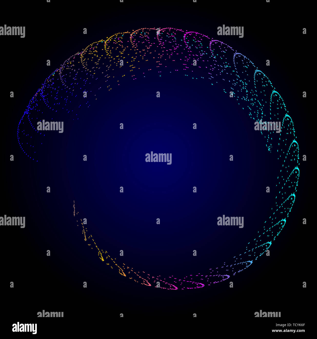 Colore dinamico a spirale delle particelle sfondo astratto Foto Stock