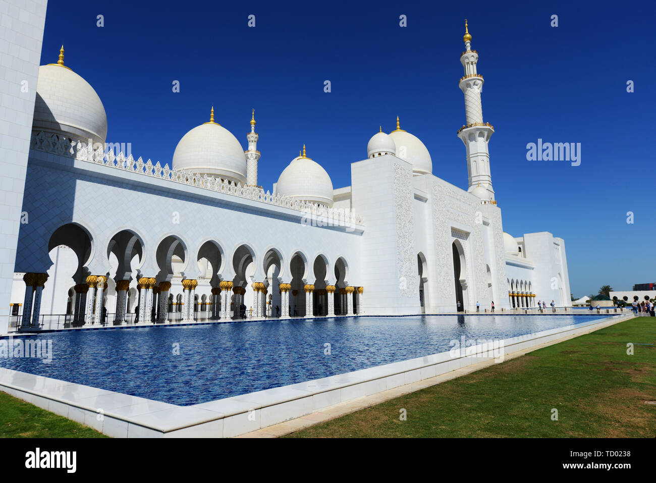 La bellissima Sheikh Zayed Grande Moschea di Abu Dhabi. Foto Stock