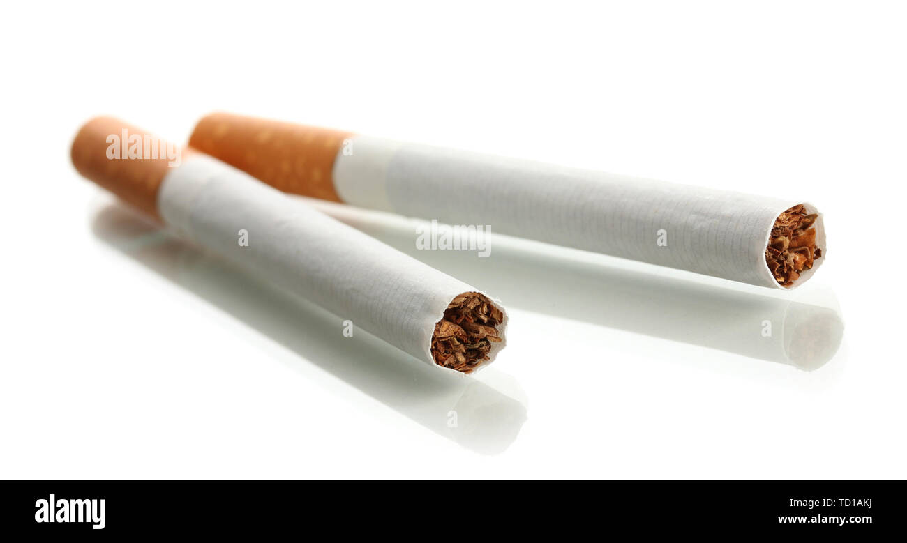 Sigarette, isolato su un bianco Foto Stock