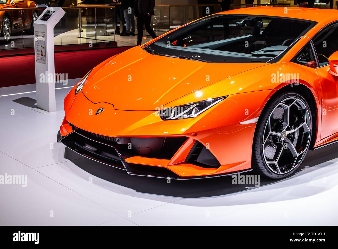 Ginevra, Svizzera, Marzo 06, 2019 Lamborghini Huracan Evo Coupe a Ginevra International Motor Show, supercar prodotta da Lamborghini italiano Foto Stock