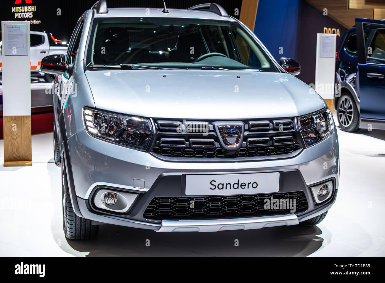Ginevra, Svizzera, Marzo 06, 2019: DACIA SANDERO a Ginevra International Motor Show, seconda generazione, Automobile Dacia booth, auto rumeno Foto Stock