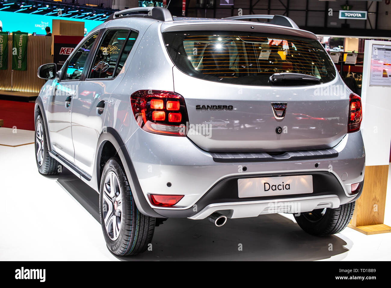 Ginevra, Svizzera, Marzo 06, 2019: DACIA SANDERO a Ginevra International Motor Show, seconda generazione, Automobile Dacia booth, auto rumeno Foto Stock